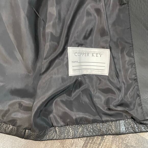 Copper Key Leather Jacket Long Sleeve Full-Zip Black Girls US Size L Large - Picture 12 of 12